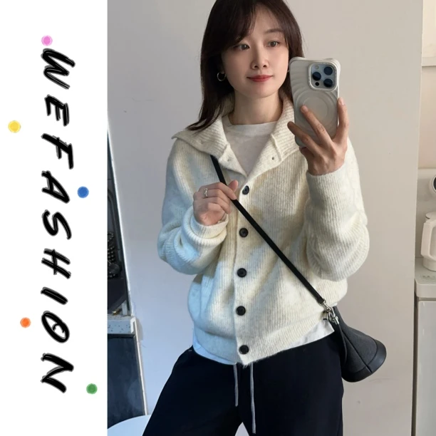 【WE】极简风！排扣设计超大牌温暖轻柔休闲毛衣