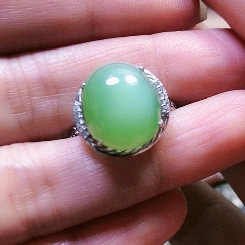 和田玉戒指银S925镶嵌