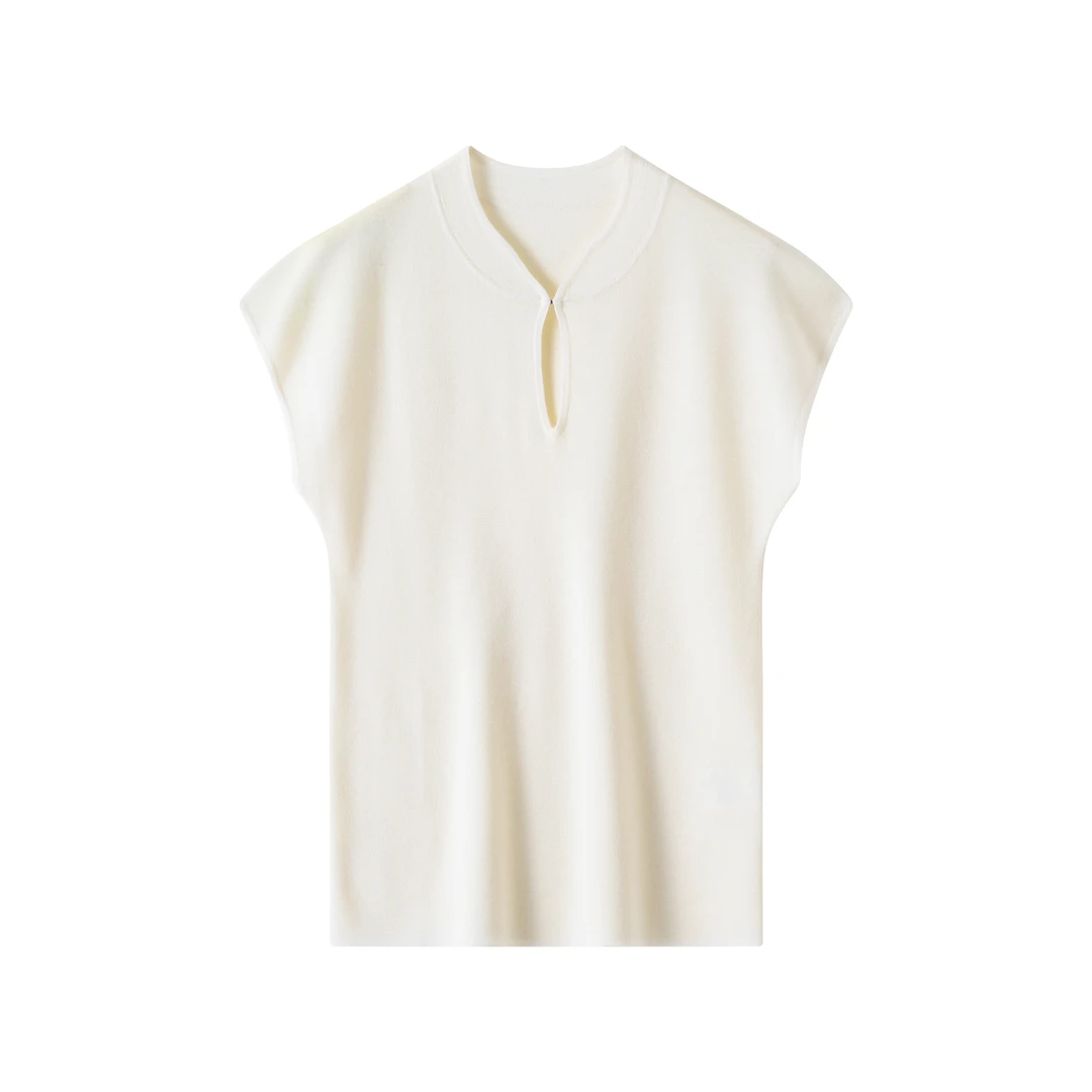 国风 120支扬子纱精纺旗袍领纯羊毛飞袖背心