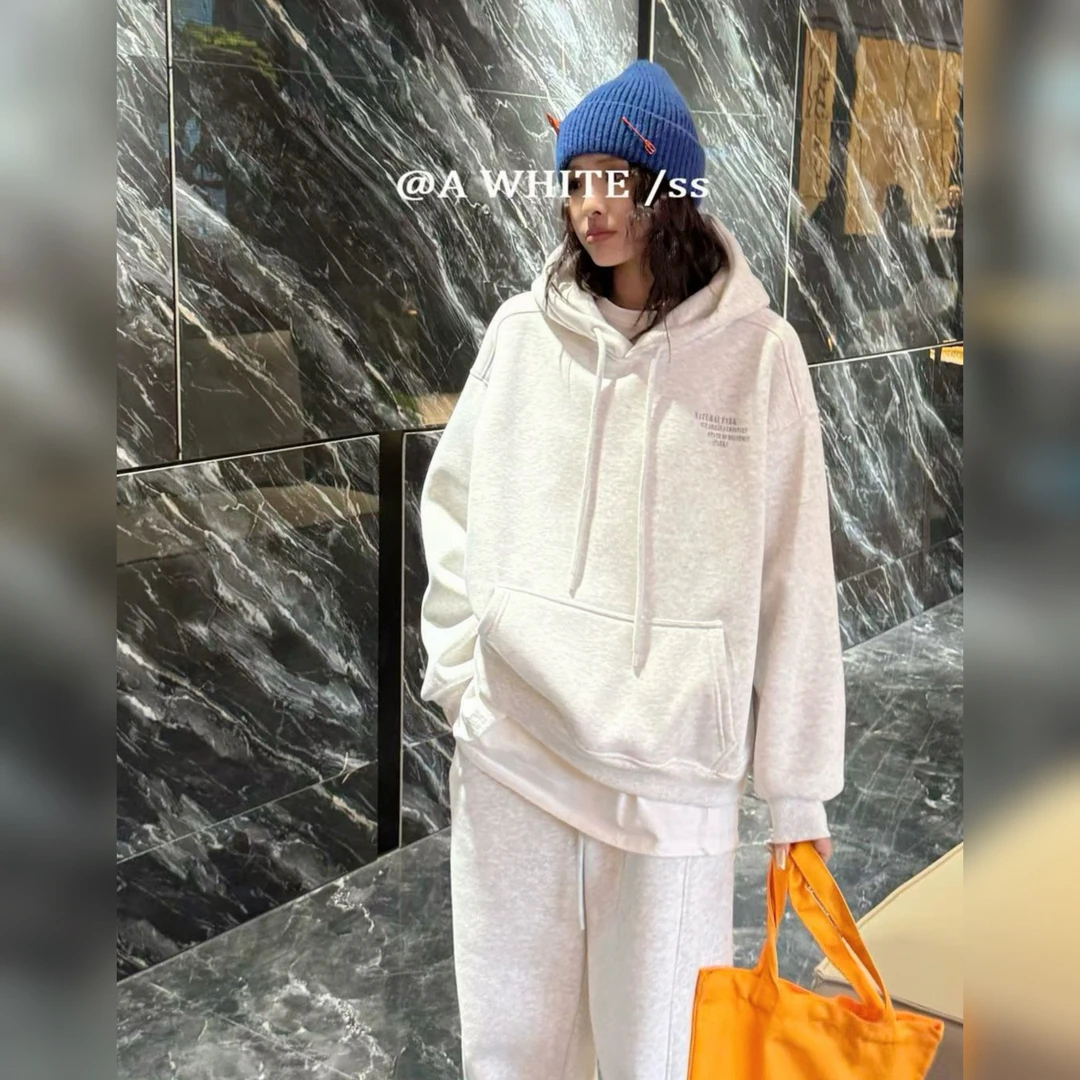 075冬季新款韩版加绒加厚宽松连帽卫衣