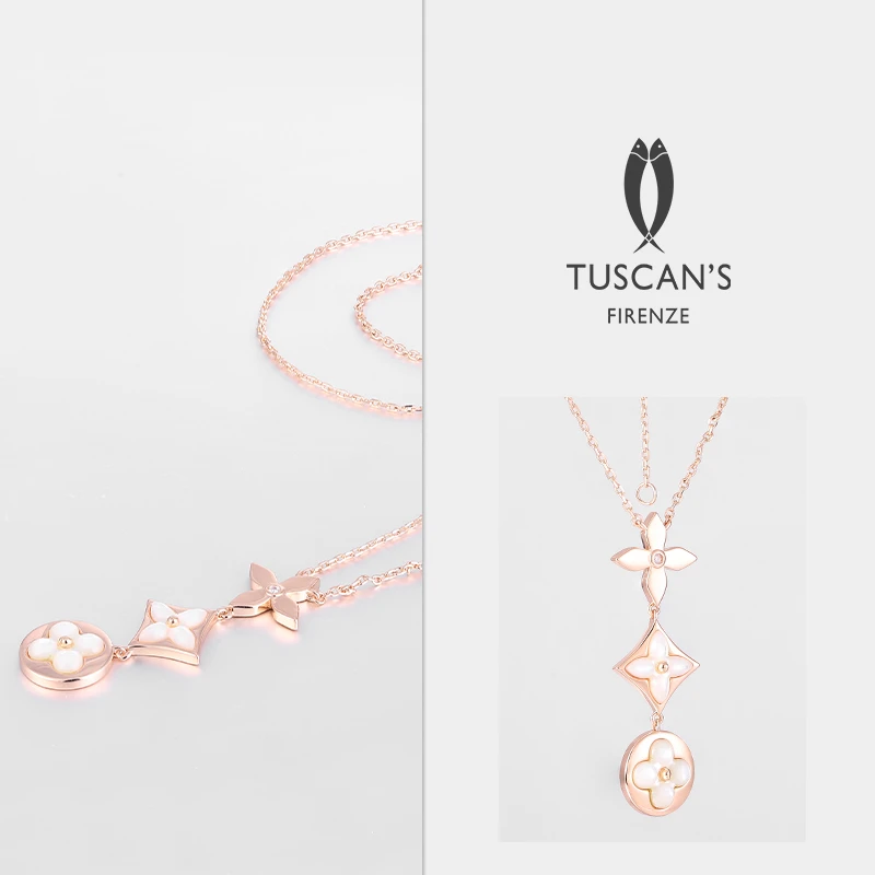 铜项链 TUSCAN'S 铜项链 气质轻奢时尚镶钻四叶草经典百搭项链