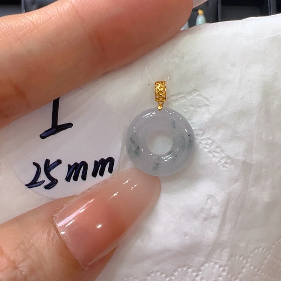 吊坠(不含链)18K金镶嵌翡翠