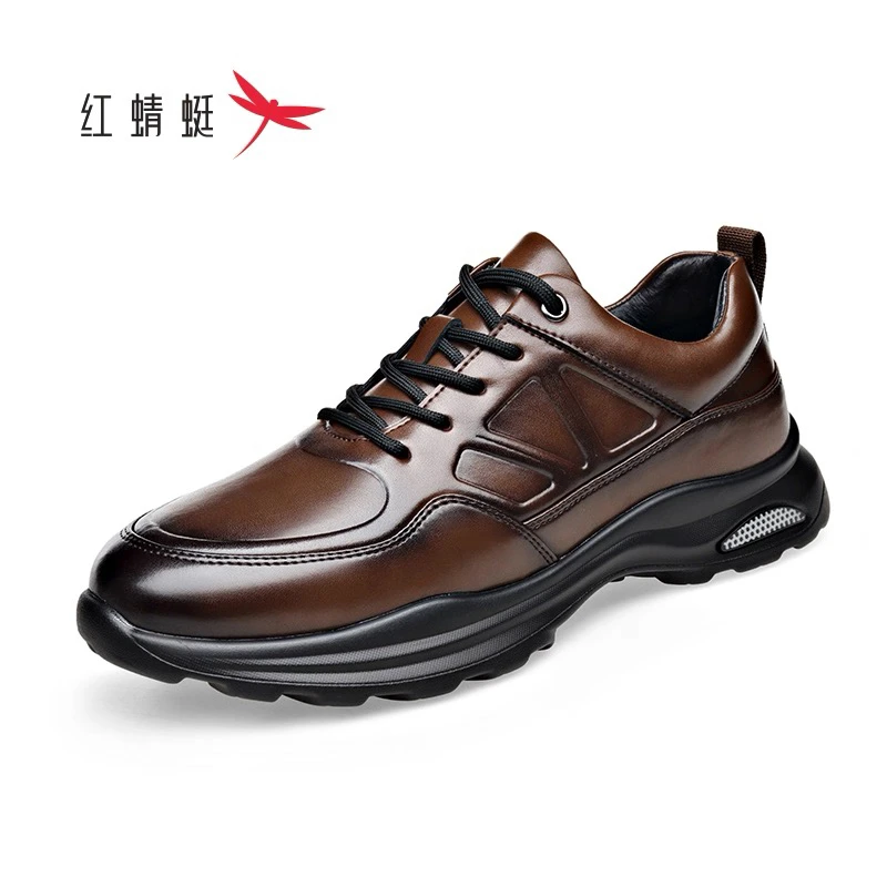 0761 真皮鞋子男款休闲男鞋牛皮夏季透气运动皮鞋气垫鞋