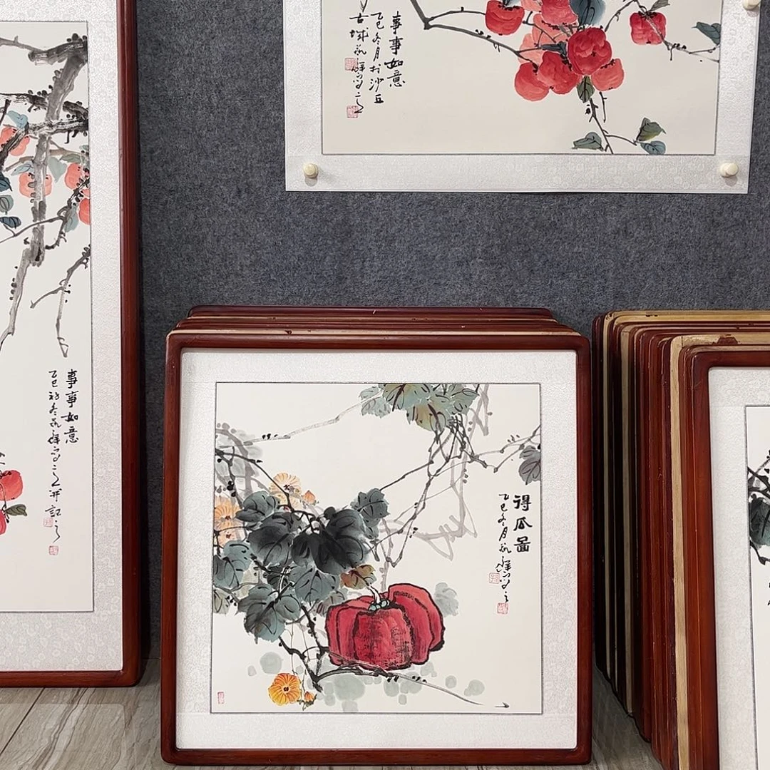 国画书画作品带框63×63