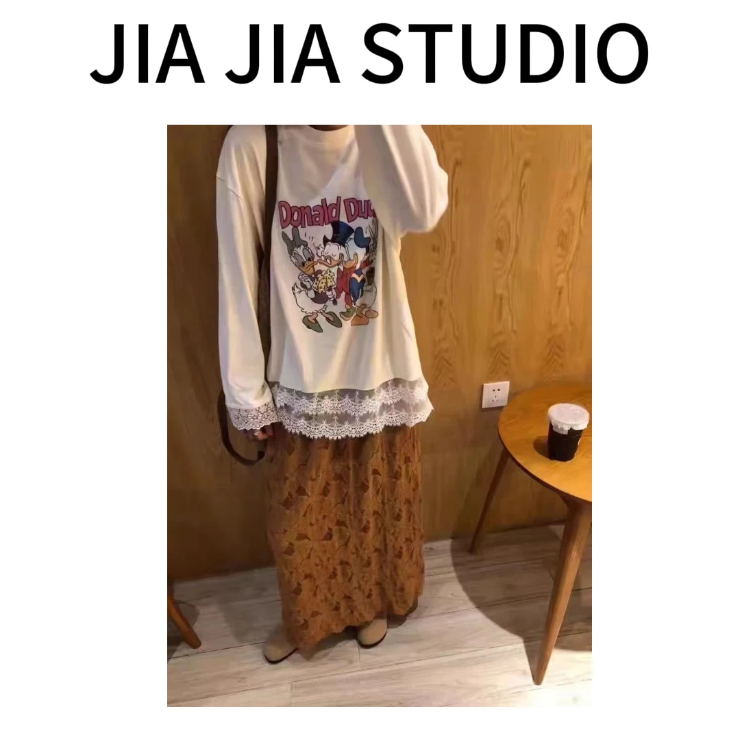 嘉嘉推荐#24268【重磅定制 双面德绒-加厚款】唐老鸭字母蕾丝打底