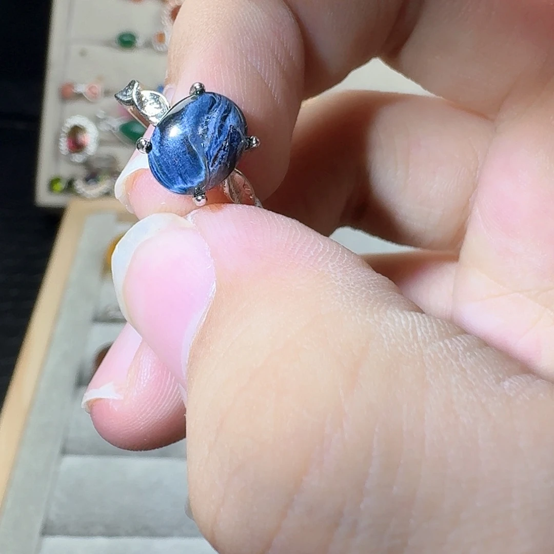 芙蓉石戒指银S925镶嵌