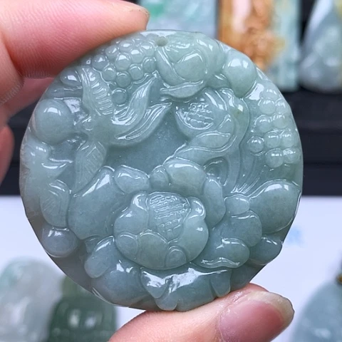 翡翠未镶嵌颈饰缅甸翡翠花开富贵