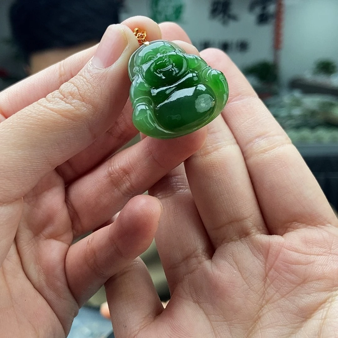 和田玉颜色多样性发拍一发一18K金镶嵌