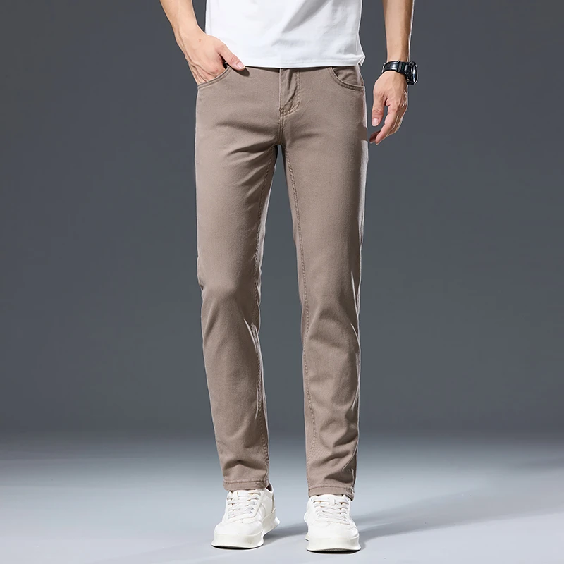 时尚感满满牛仔裤男士夏季薄款2025新款修身直筒天丝休闲男裤子