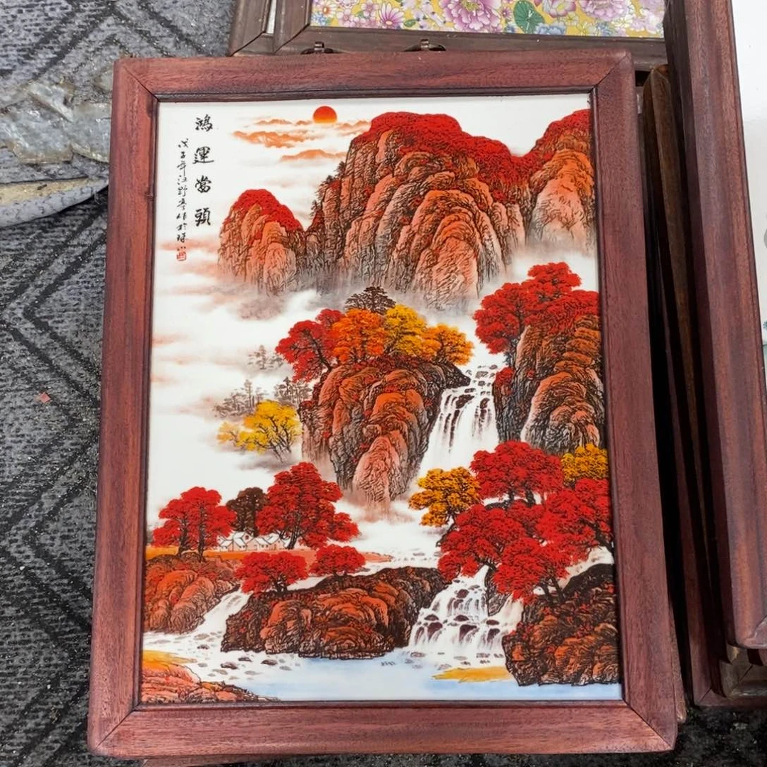 瓷片37*28 景德镇瓷板画柴窑烧制