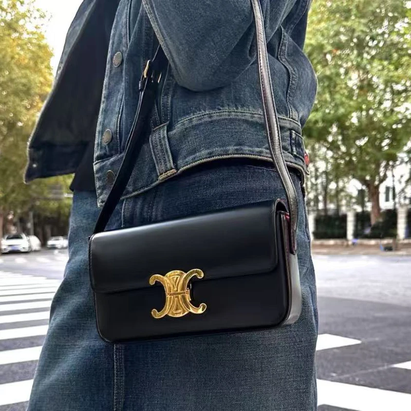 95新 Celine/思琳 思琳   黑金腋下凯旋门包 单肩包