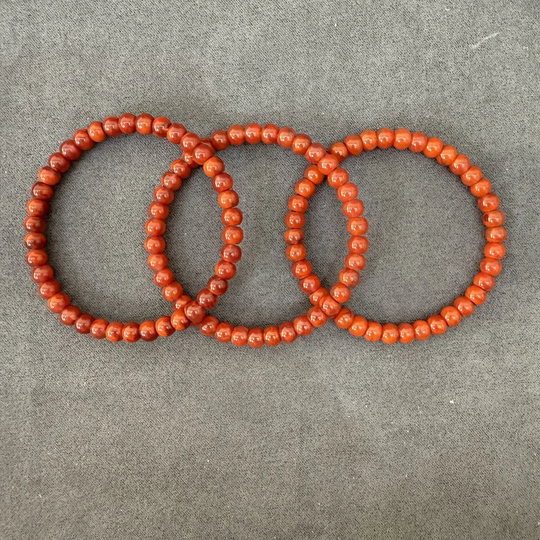 【欣妈珠宝】苹果圆瓦西南红火焰纹手串（6-6.3mm）#6119多样性发一