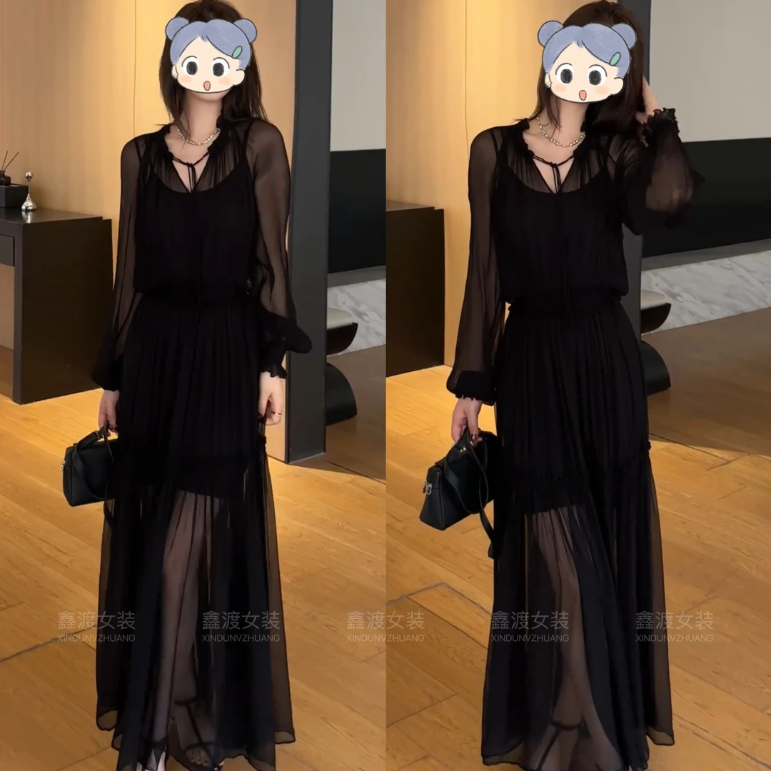 2025春夏新款时尚显瘦气质女士网红洋气连衣裙百搭款D5212