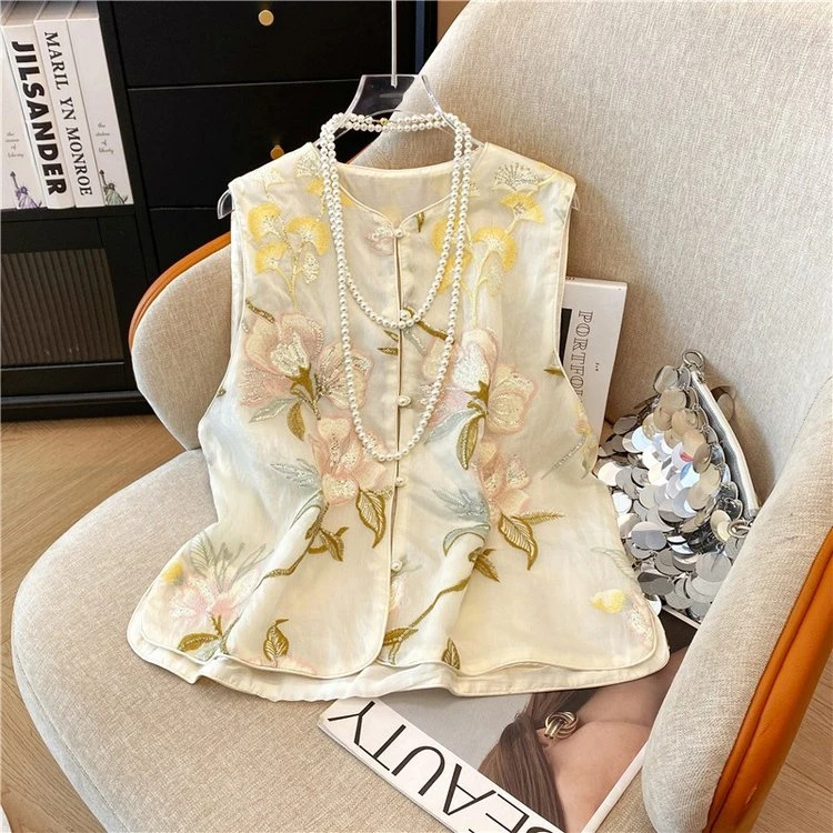 中国风唐装马夹马甲高品质重工刺绣夏季新款中式薄款高贵优雅女装