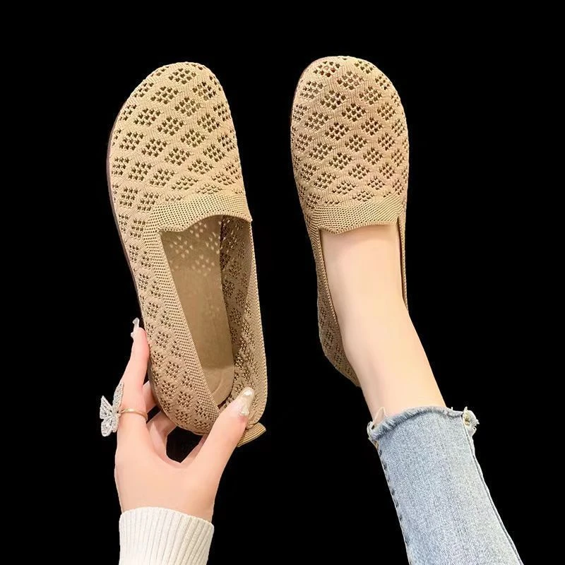 老北京布鞋女款豆豆鞋女2025夏新款百搭软底软面时尚休闲网面单鞋