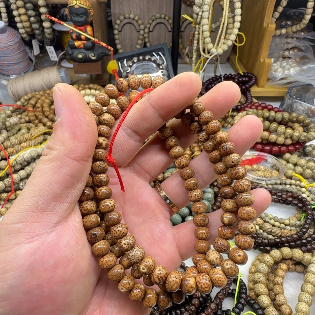 西***尔星月菩提吊坠9*7陈籽虎皮正月脖挂