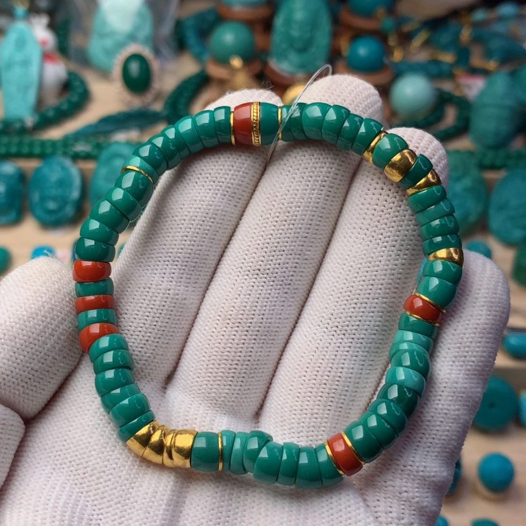 未镶嵌绿松石珠宝奇石精品大肠单圈