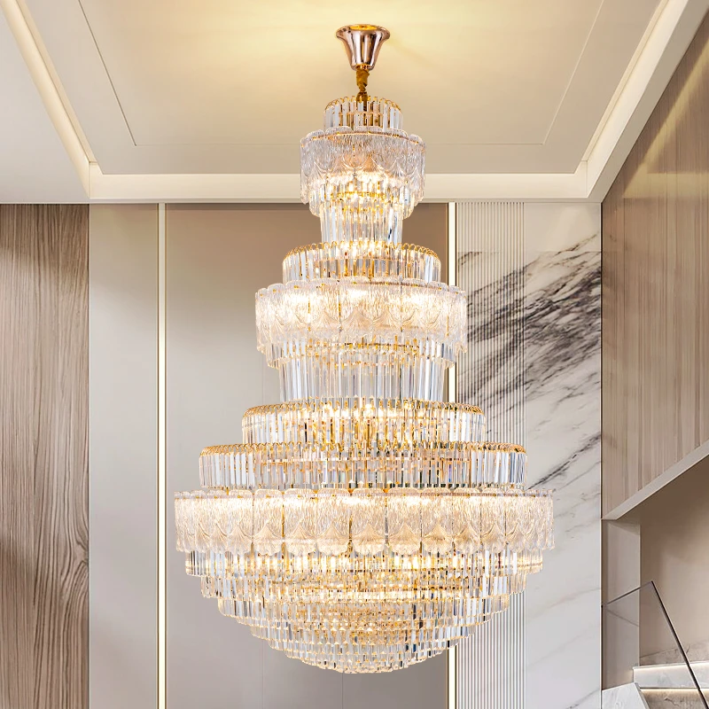 复式楼大吊灯2025年新款轻奢现代水晶大厅灯具别墅挑空挑高客厅灯