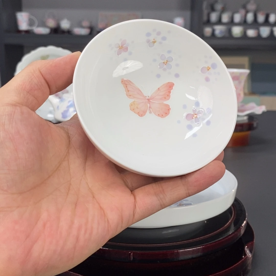蝶恋花品茗杯手绘釉下高温