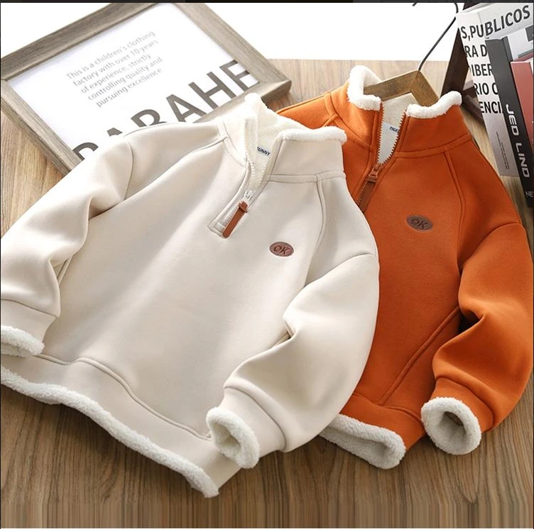 秋冬半拉链厚款韩范保暖男童女童卫衣保暖棉服洋气韩版