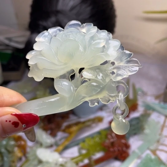 蛇纹石玉发饰未镶嵌韩*