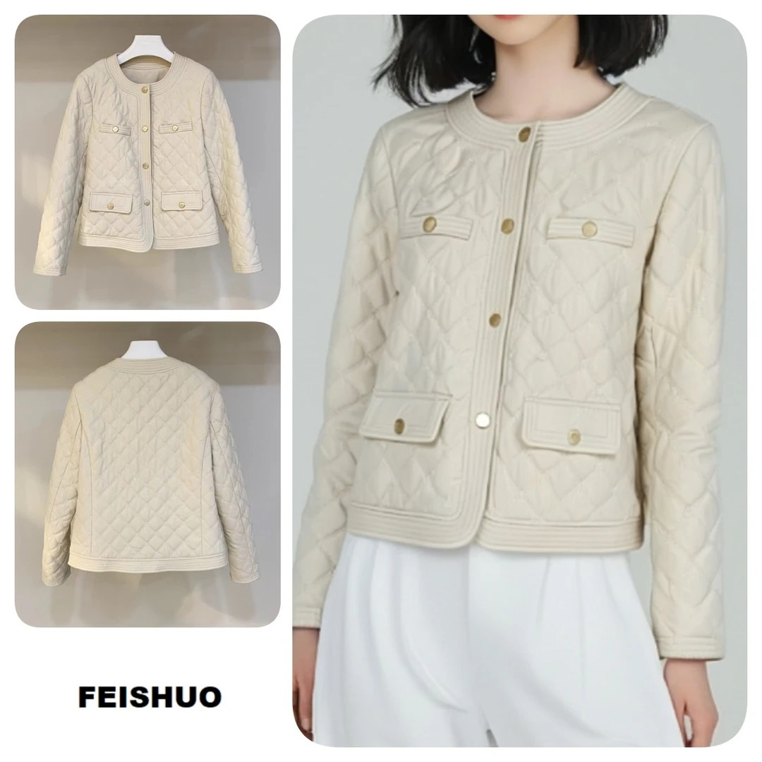 W501女短款防水袖圆领常规上衣女装休闲时尚春秋外套