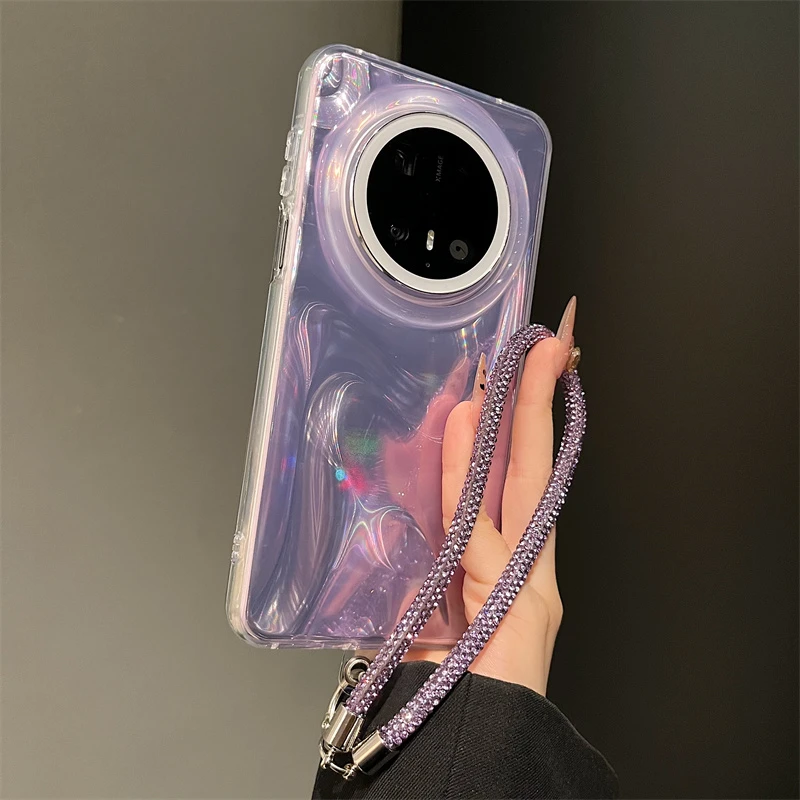 适用华为mate70pro+手机壳p80pro高级感镭射绸缎纹mate60pro女款