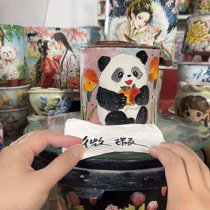 满38包邮 景德镇幸运花盆