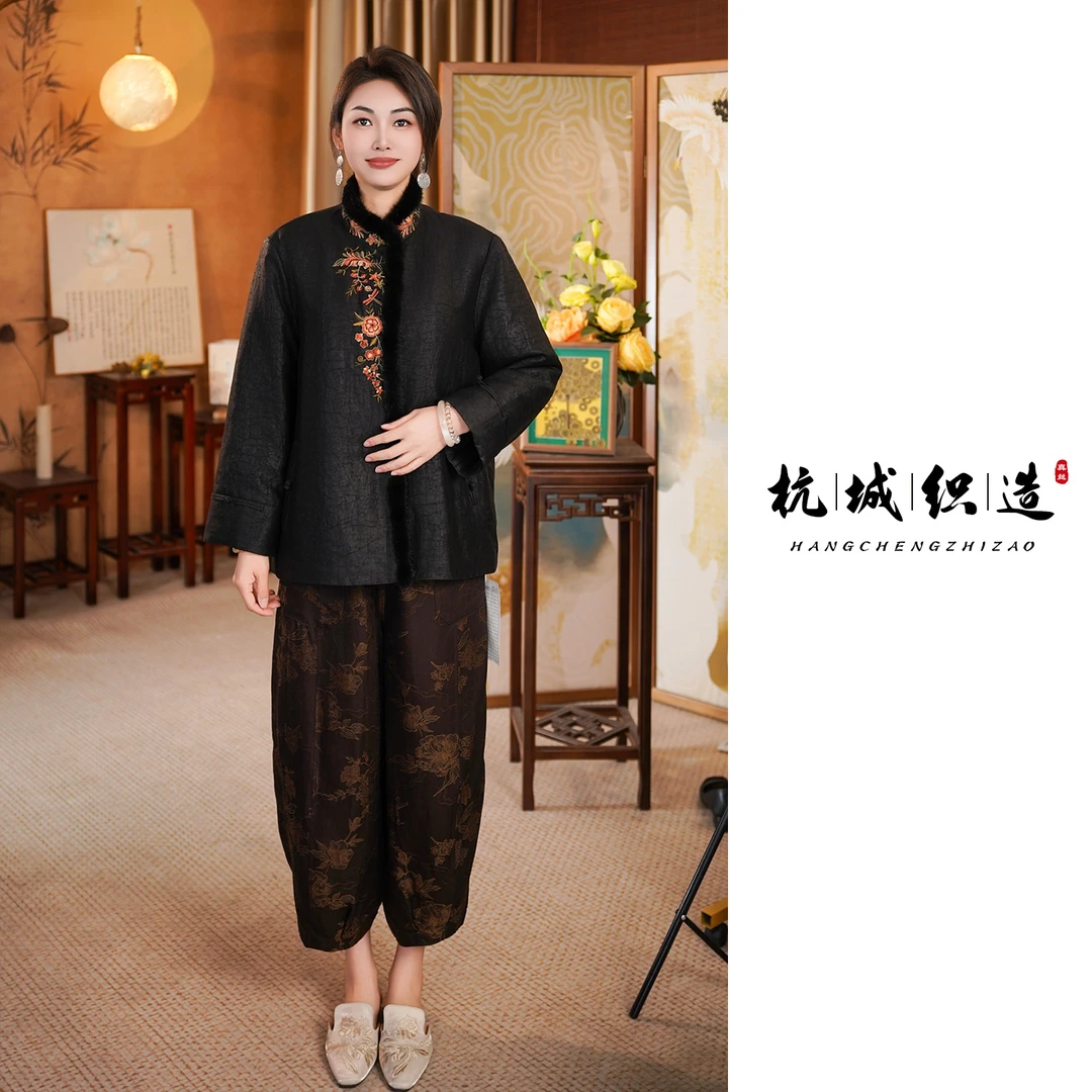 【流云飞墨】香云纱桑蚕丝重缎香云纱大码上衣