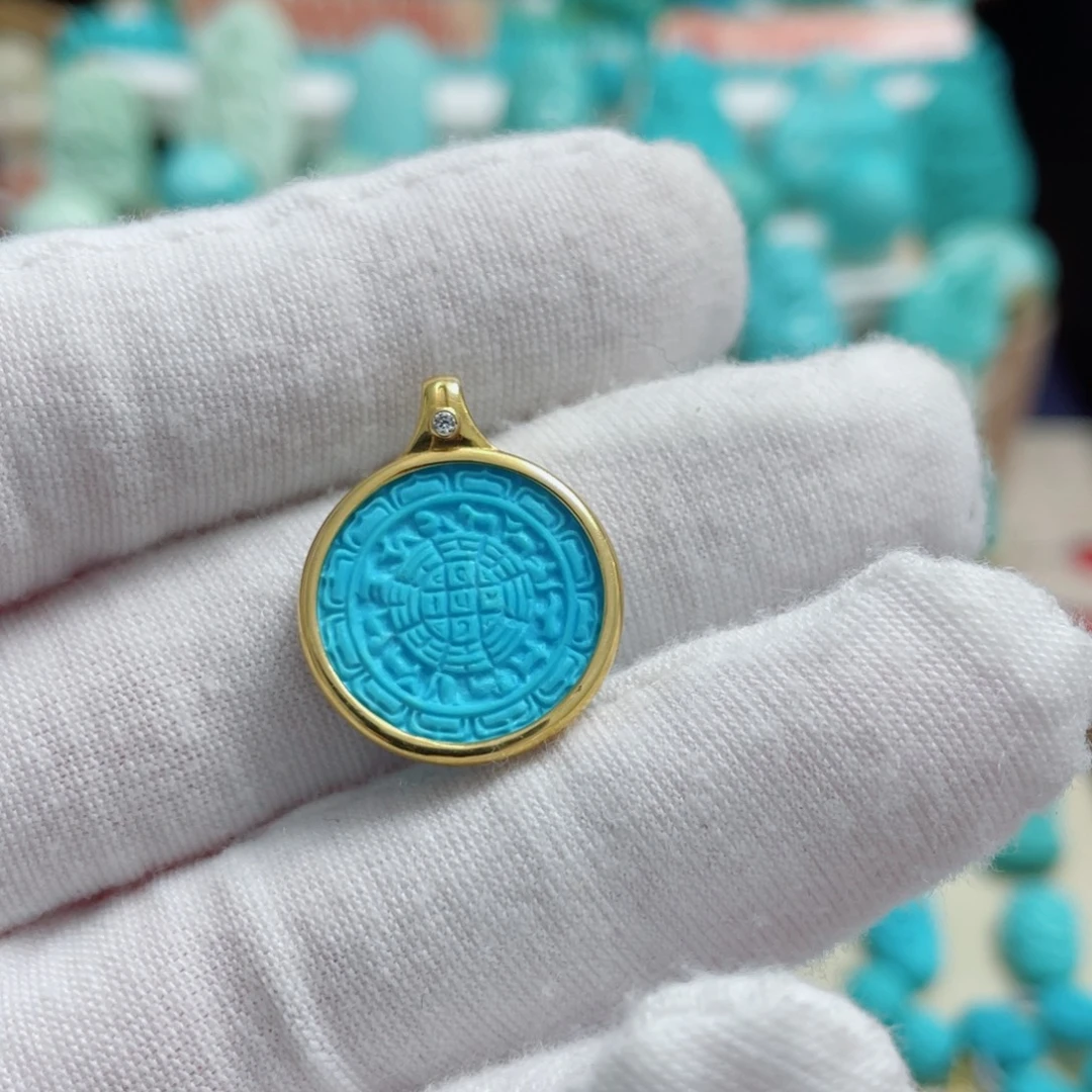 绿松石18K金镶嵌珠宝奇石