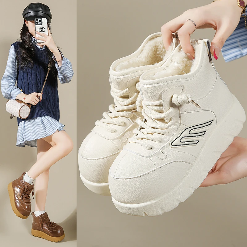 卡皮巴拉大头雪地靴女2025冬季新款厚底加绒加厚一脚蹬保暖棉鞋女