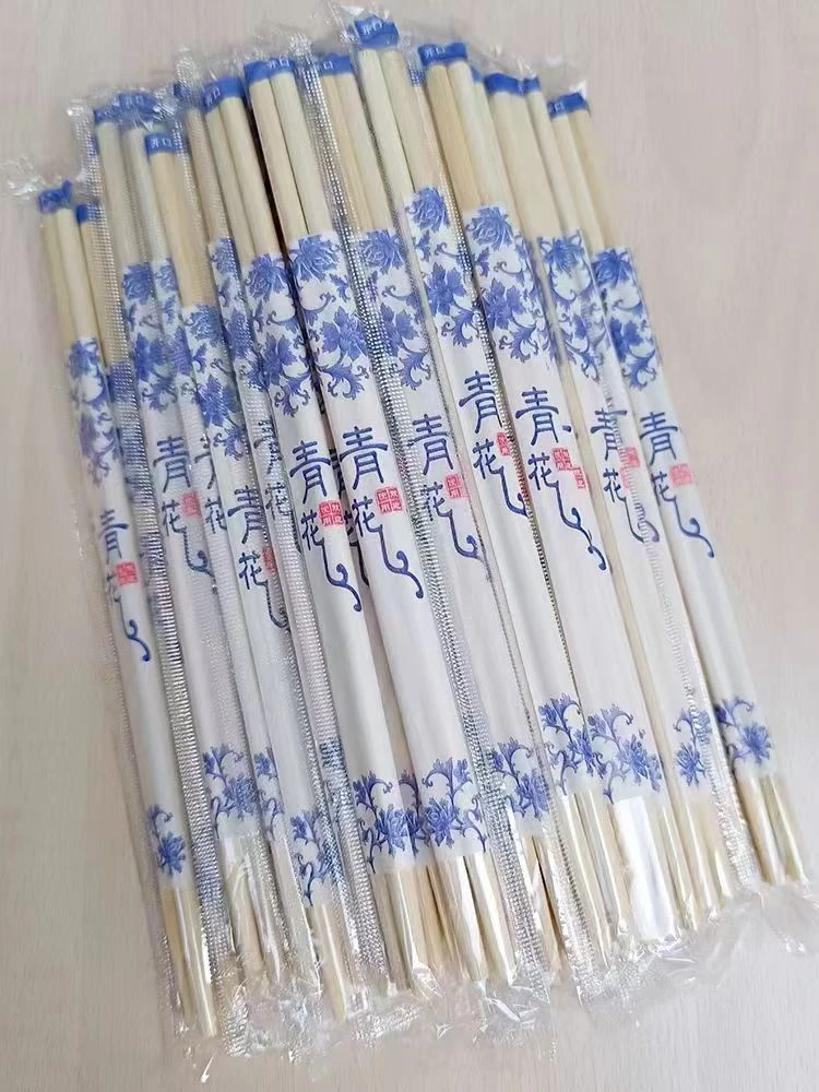 一次性筷子青花结独立包装餐馆加粗火锅筷婚聚餐户外方便筷家用筷