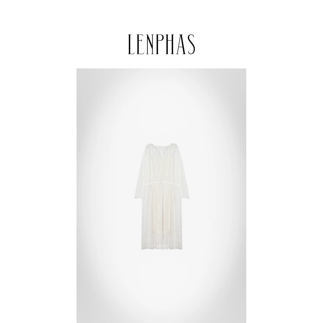 【LENPHAS】法式收腰手绣提花连衣裙