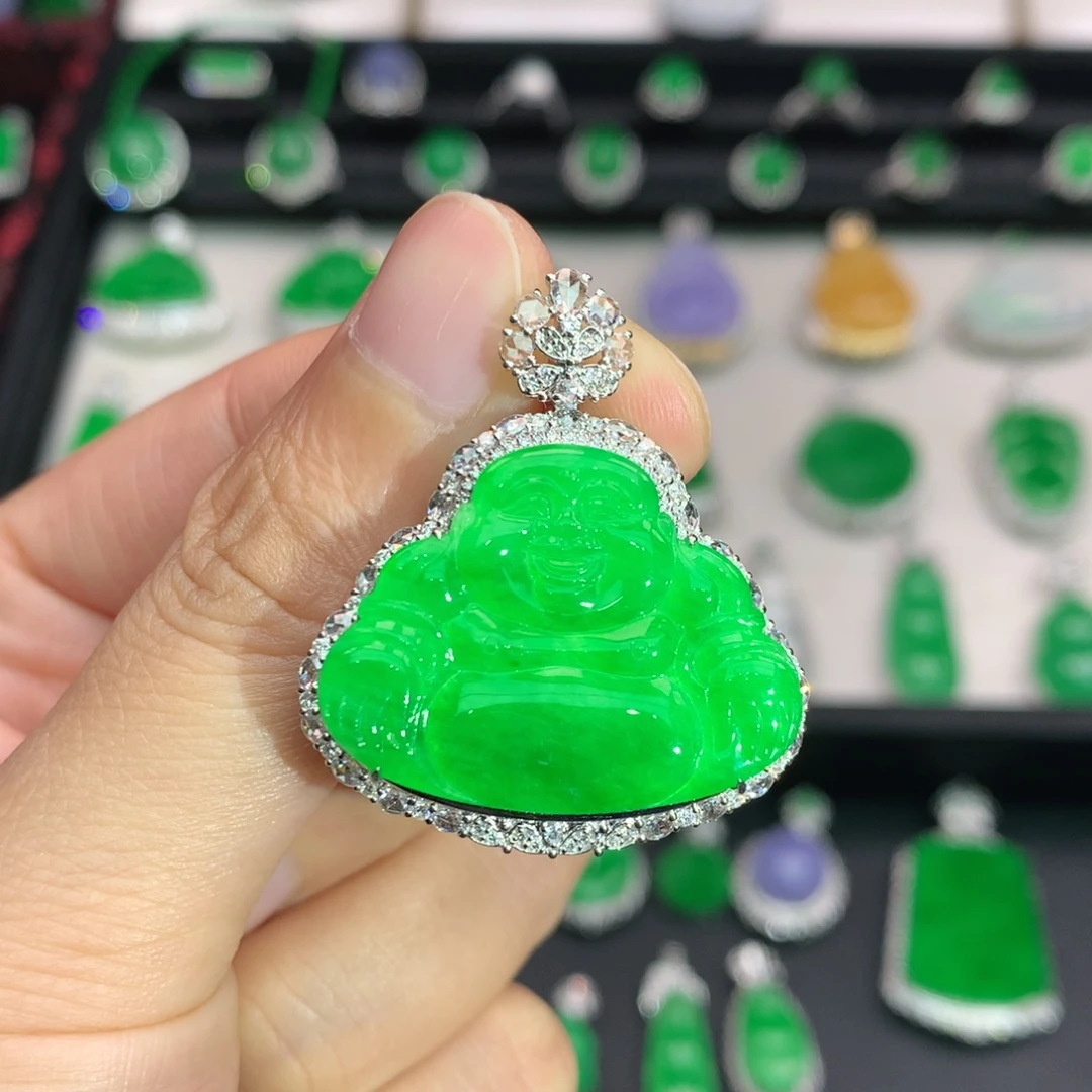 翡翠18K金镶嵌吊坠(不含链)