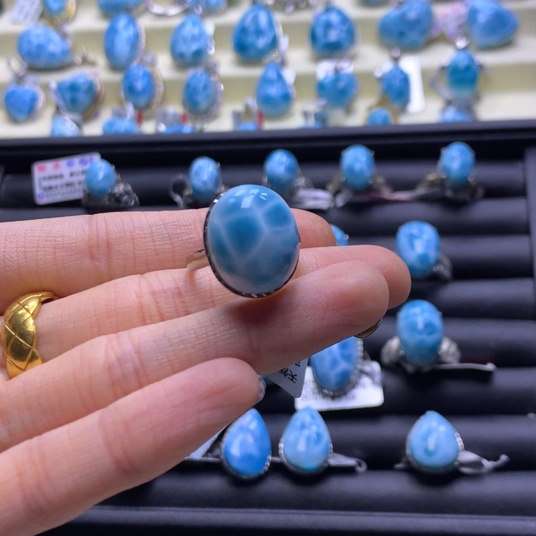 针钠钙石（海纹石）未镶嵌戒指