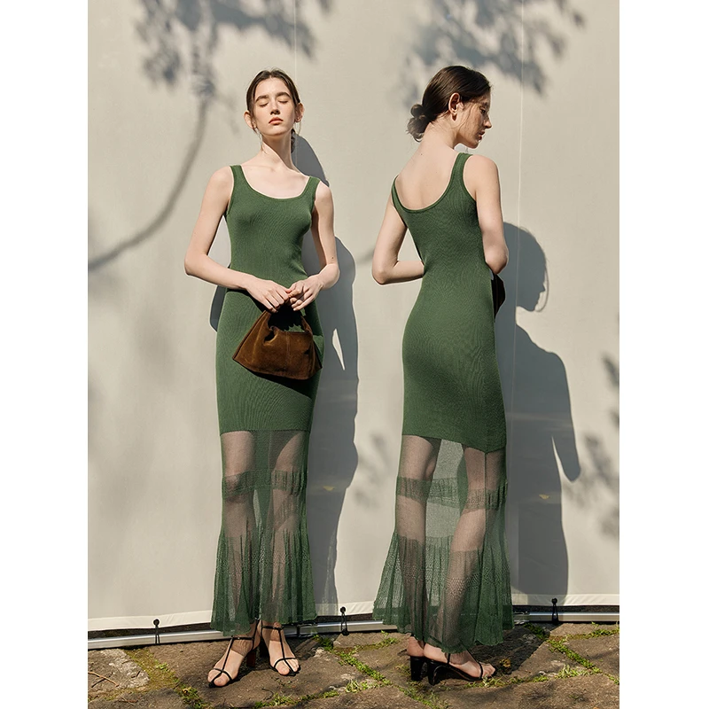 Mix Selection绿野仙踪 法式轻奢天丝修身吊带连衣裙MSBJQ0214