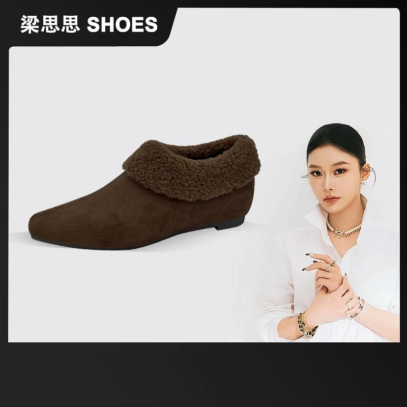 梁思思SHOES2025冬季新款女士时尚百搭保暖加绒单鞋-836