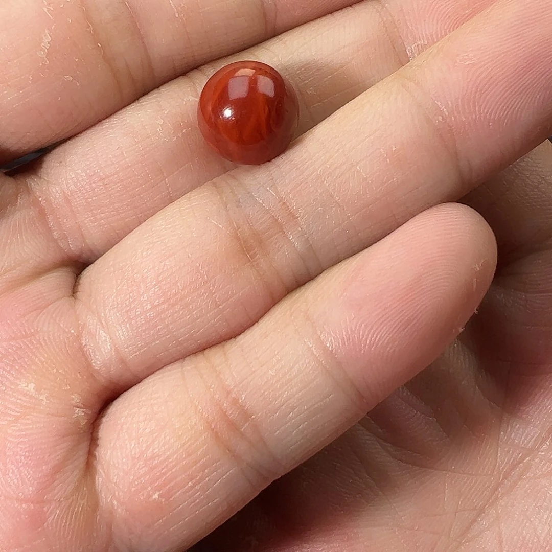 南红玛瑙未镶嵌珠宝奇石小***筋火焰纹圆珠11.6mm