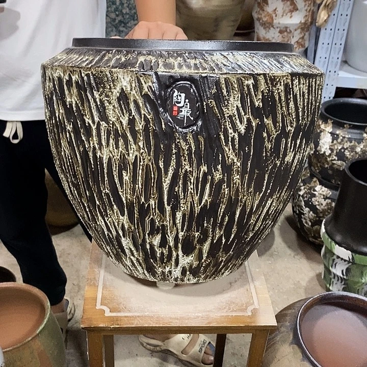 花盆紫砂口32高度36黑数8888