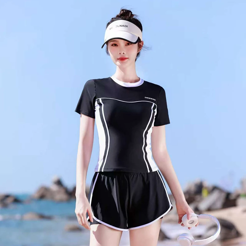 泳衣女分体女2025新款爆款高级感大码游泳馆专用微胖女孩遮肉泳衣