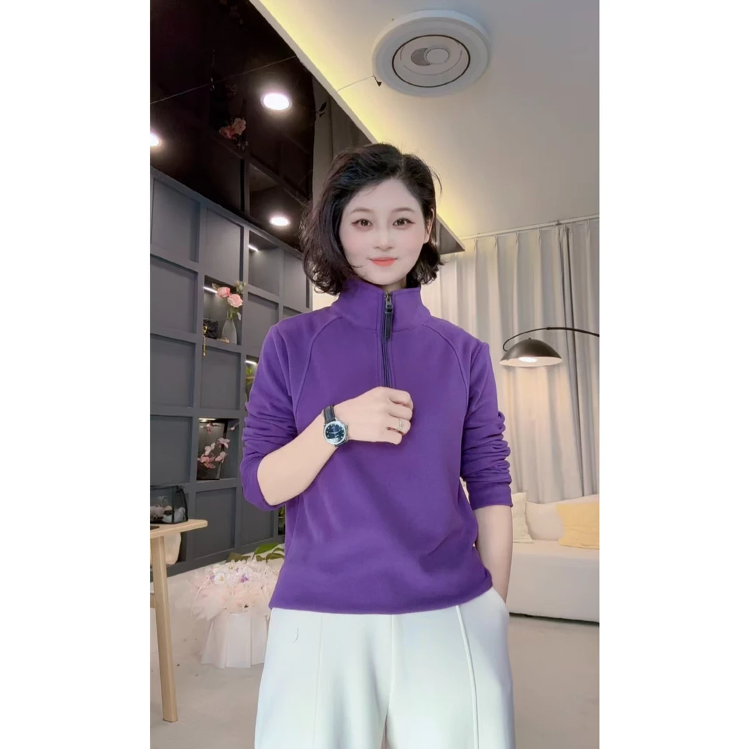 时尚显瘦休闲宽松气质德绒打底保暖上衣5650