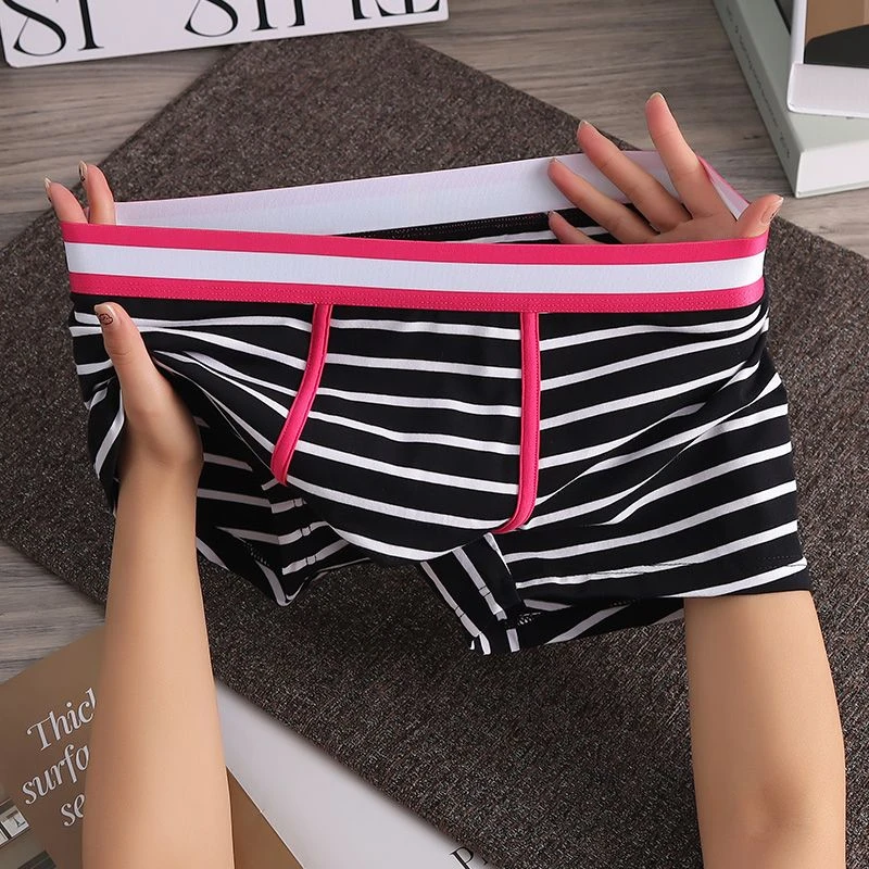 贾鲁萨加高端时尚秋季男士纯棉透气个性宽松条纹运动四角内裤