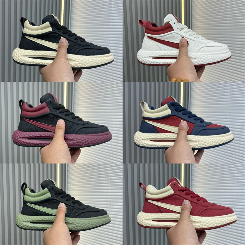 男鞋2025秋冬新款皮面加绒保暖高帮休闲鞋潮流舒适防滑软底运动鞋