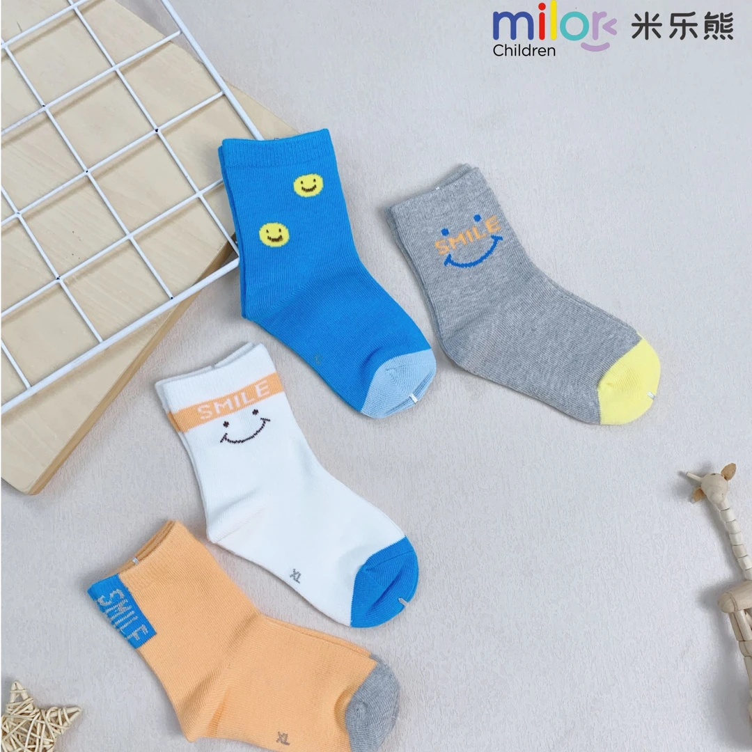 1472（4双装）米乐熊宝宝婴童袜秋款童中筒袜子时尚舒服
