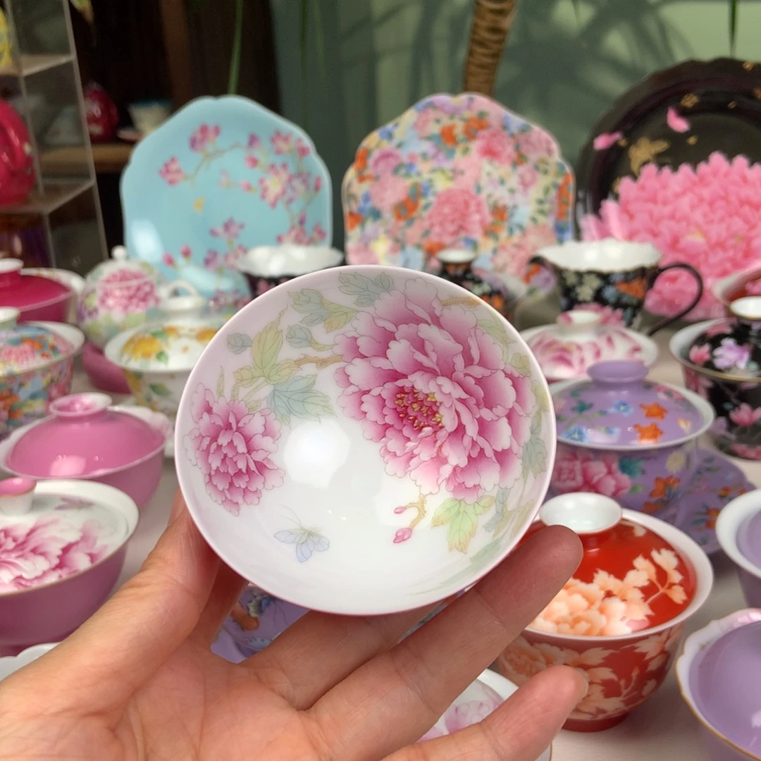 陶景德镇牡丹花双花头