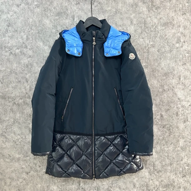 95新 MONCLER 蒙口藏青色中长款羽绒服