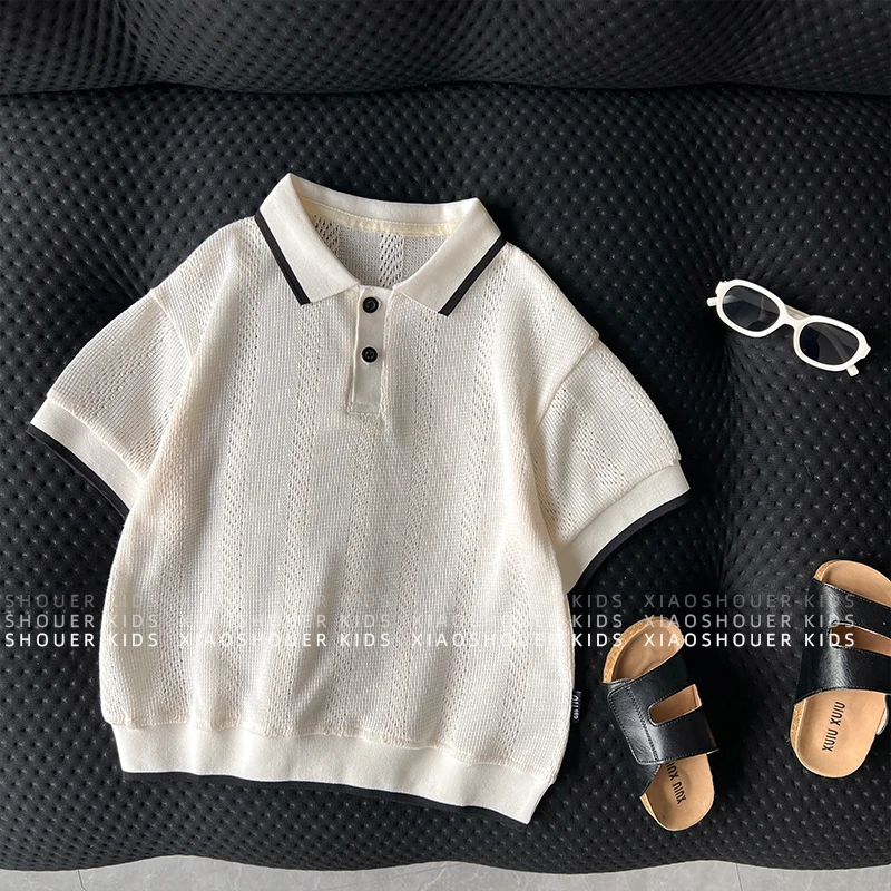 【小首尔】【自由呼吸】男女童夏POLO衫韩版针织短袖上衣HBB7500