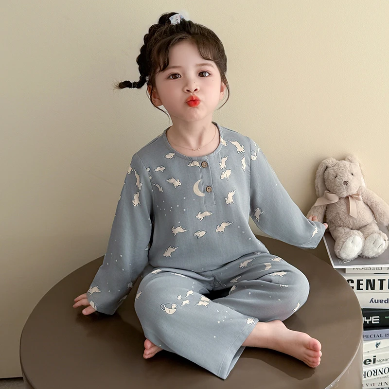 儿童家居服小女孩睡衣全棉春秋2025新款长袖纯棉秋衣秋裤套装秋款