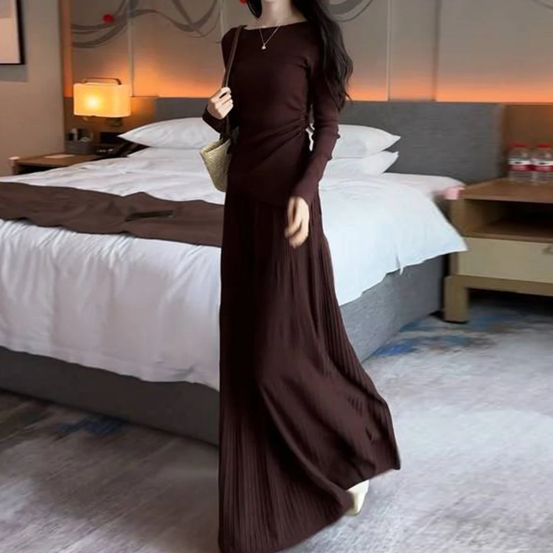 2026新款法式气质针织套装连衣裙子女秋冬季慵懒风高级感收腰长裙