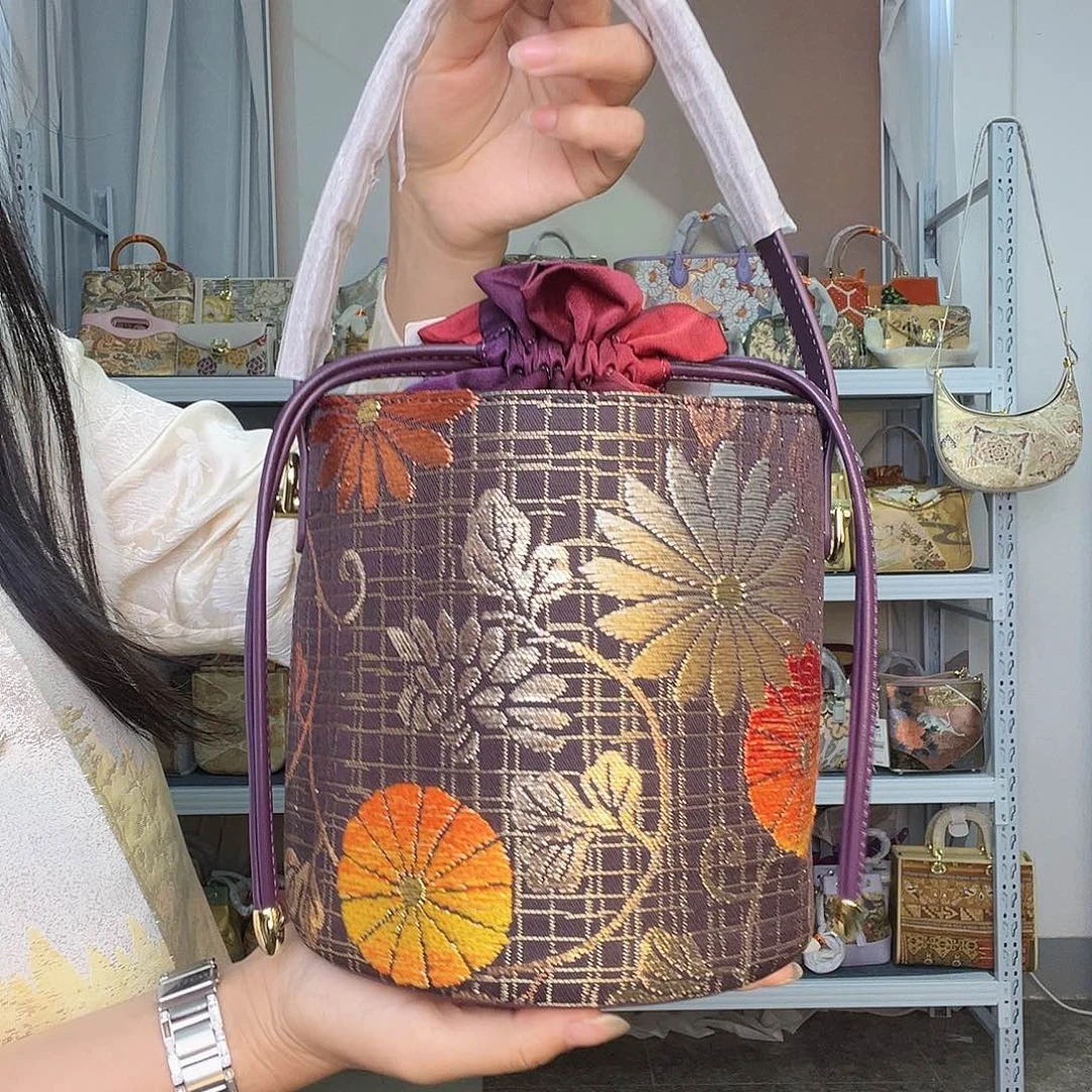 织物桑蚕丝非遗唐锦发财桶